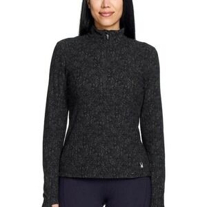 Spyder Active Womens Quarter Zip Pullover Black Charcoal Textured SP177U Large